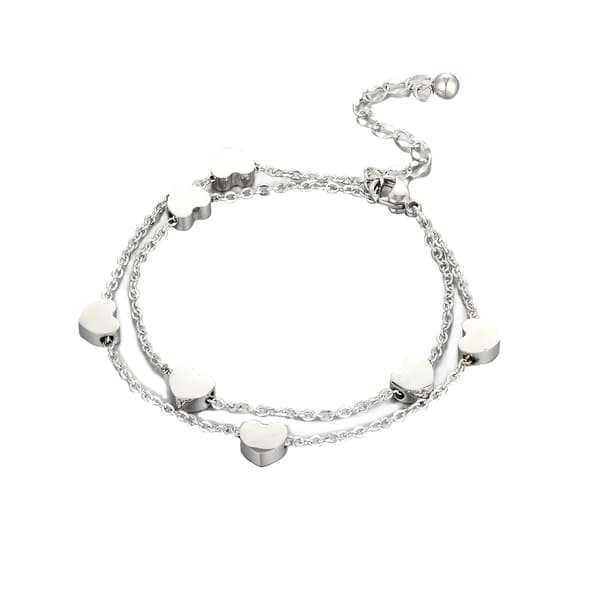 Kærlighed Rustfrit Stål Link Kæde Blank Hjerte Charms Armbånd til c