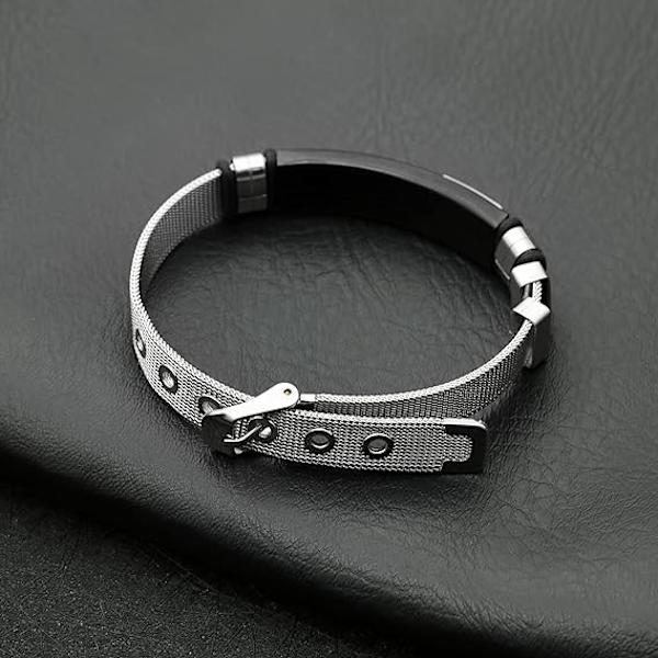Herrarmband, svart armband för män, snyggt justerbart kors Sta