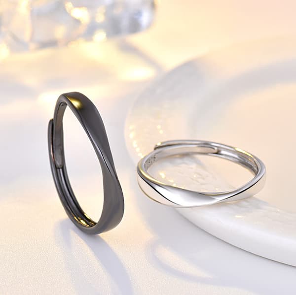 Statement Ring for Par - Bambusring for Kvinner Menn Justerbar W