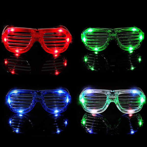 LED-glasögon i bulk, 4-pack lysande glasögon persienner C