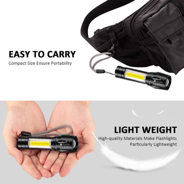 2 kpl USB-ladattavaa taskulamppua 3 tilaa, kirkas LED-käsilamppu w