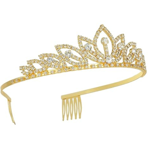 Bryllupskrone med kam Brud Shiny Rhinestone Crystal Hovedbånd G