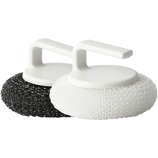 Skrubbsvamp med handtag, rostfritt ståltrådsbollssvamp