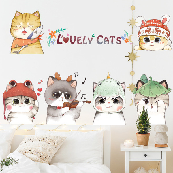 Väggklistermärken för kattungar, Anime Nursery Wall Art, Baby Väggmålningar, K