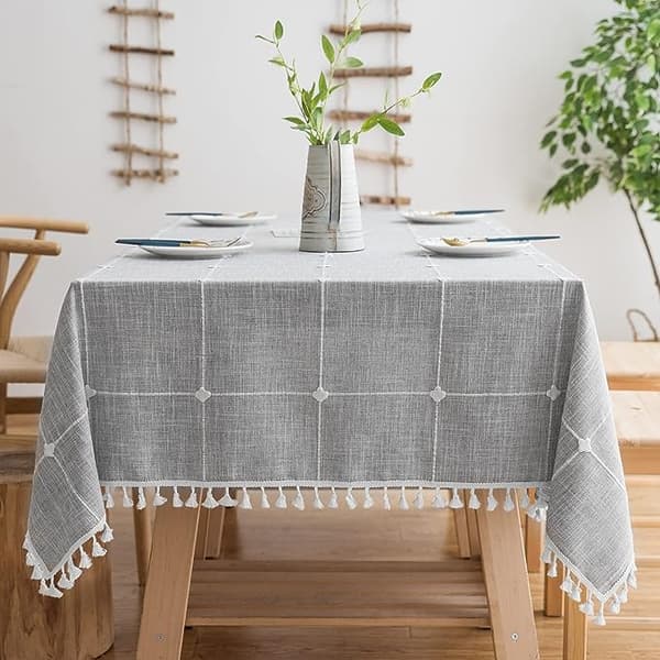 Rustik Gitter Dug (228,6\"x228,6\") Bomuld Linned Grå Recta