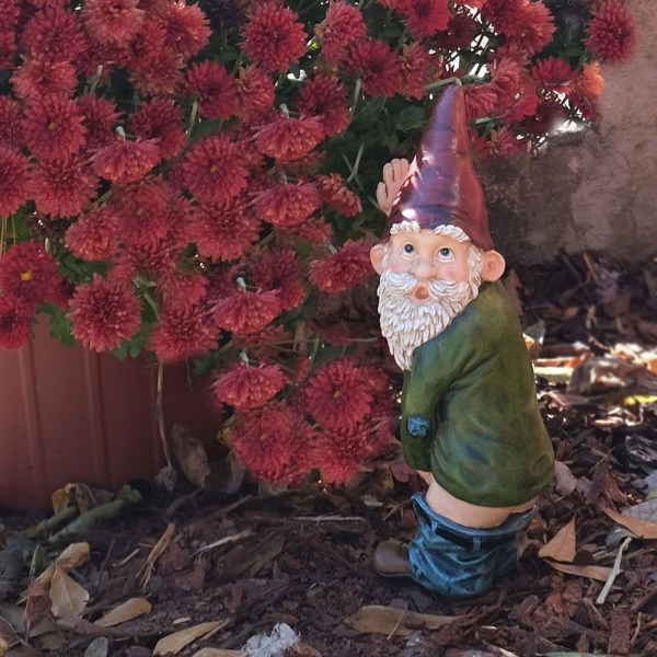 Design Gnome Statue - 6\" Høy Polyresin - Hagegnom for Plen
