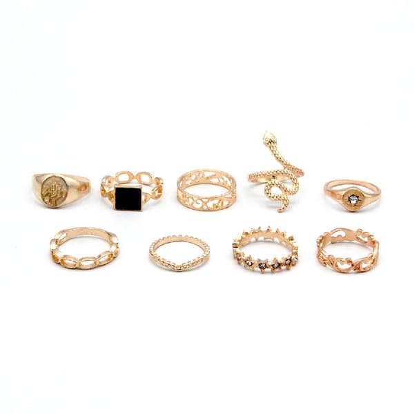 Guld Sølv Kno Knuckle Ringe Sæt til Kvinder Piger, 9PCS BOHO Ringe,Vi