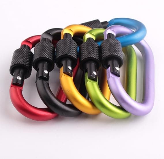 6 stk/sett D-ring nøkkelring låsbare karabinkrok aluminium legering multifunksjonell
