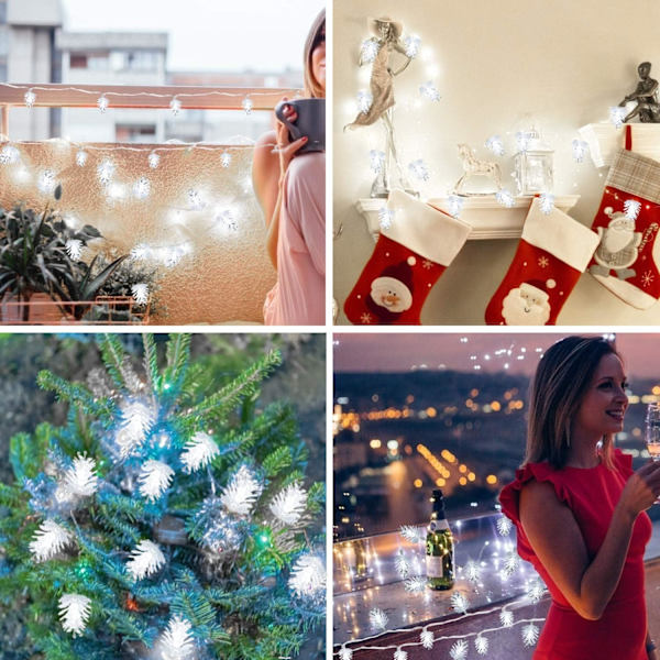 Julgran ljusslinga med tallkottar 40 LED 6 meter ljusslinga