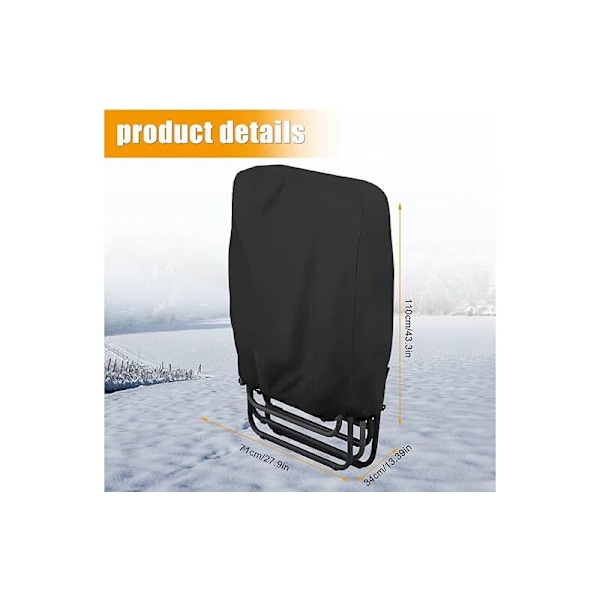 x Beskyttelsestrekk for sammenleggbare hagestoler 71x34x110cm Laget av 210D Oxford-stoff Svart Vanntett Vindtett Anti-UV For Hagestoldeksel