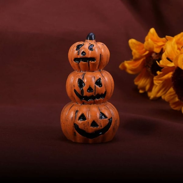 1 stk. Halloween-pynt Mini Resin Craft Tre Græskarhoveder Hallo