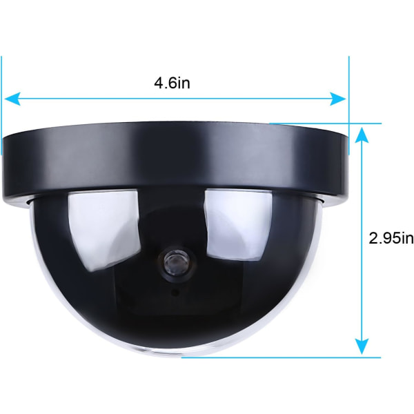 4-paknings dummy sikkerhetskuppelkameraer med blinkende LED-lys svart