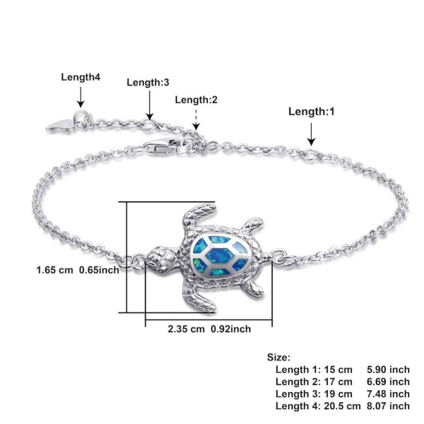 Blå Opal Sköldpadda Armband Sterling Silver Armband Dam Smycken