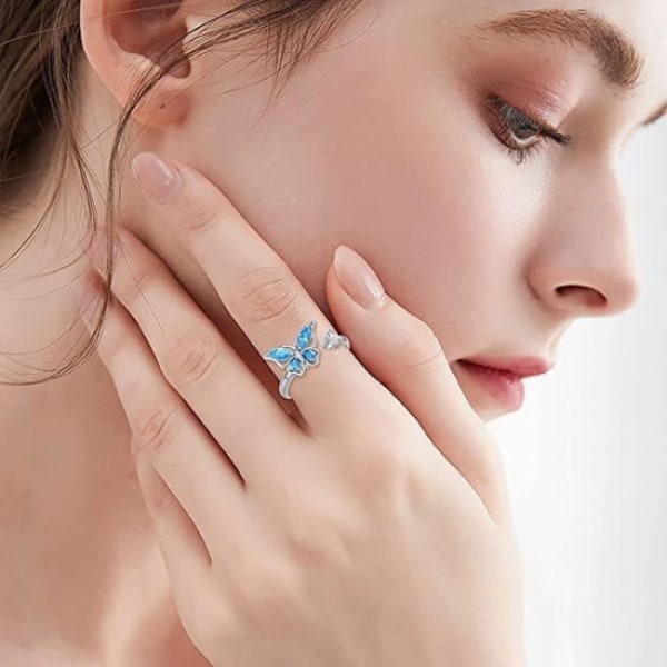 Angst Angstring Anti-Stress Angstring Fidget Stress Ring Sølv