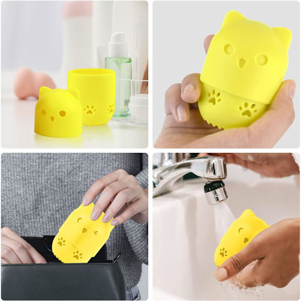 1PC (Blå) Marshmallow Makeup Sponge för Foundation, Silikon Tra