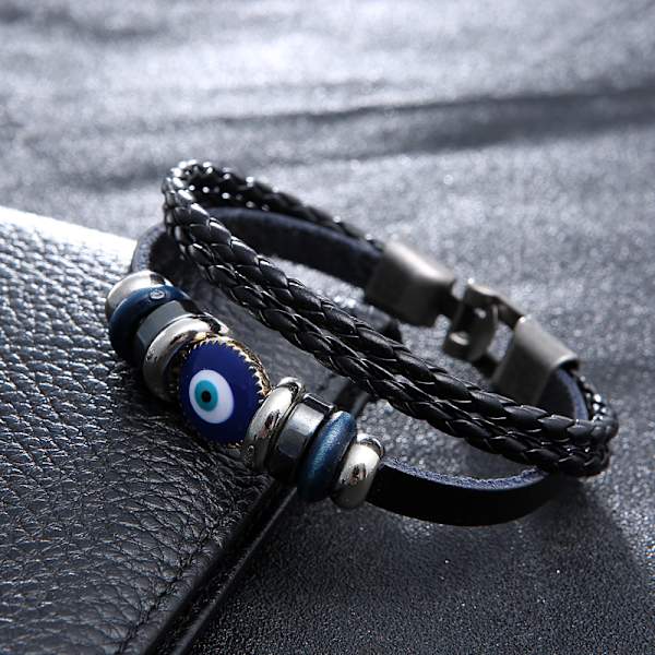 Flerlags Evil Eye skinnarmband for menn etnisk armbånd vi