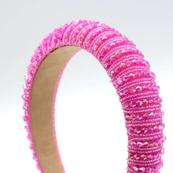 Hodebånd med rosa krystallstein, polstrede hodebånd for kvinner, perler