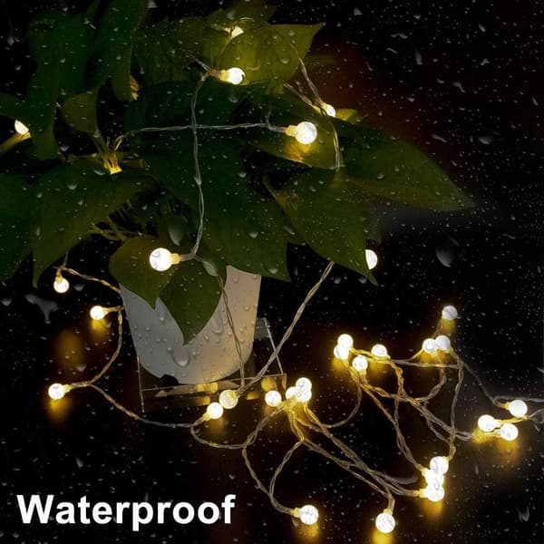 Led Globe String Lights Batteridrevet 20Ft 40 LEDs Varmt Hvit