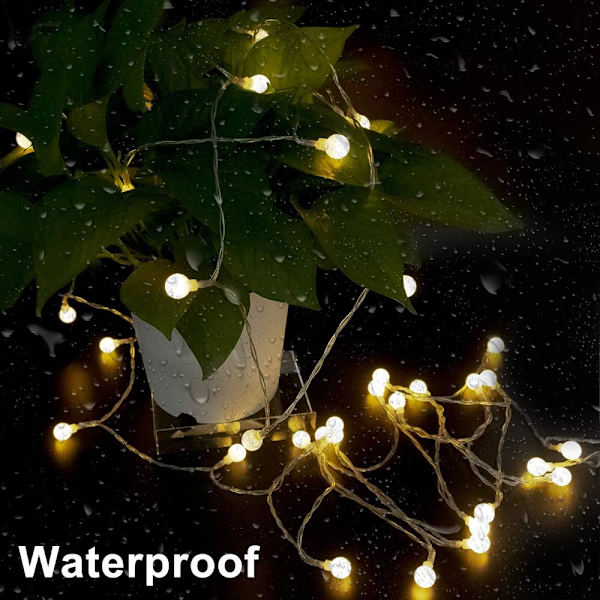 Led Globe String Lights Batteridriven  20Ft 40 LEDs  Varm Vit