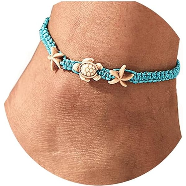 Skilpadde Anklets Armbånd Blå Boho Sjøstjerne Anklet Streng Armbånd