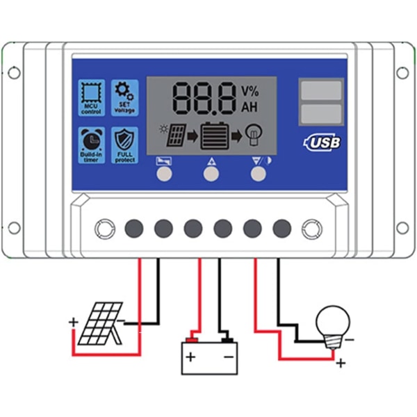 10A 12V/24V PWM Solcellepanel Regulator Intelligent Batteri Sol C