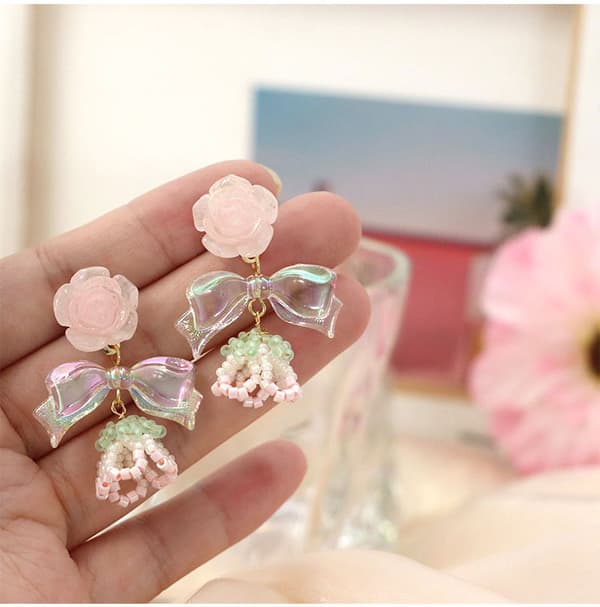 Statement Drop Øredobber - Bohemian Perle Sløyfe Dangle Øredobber