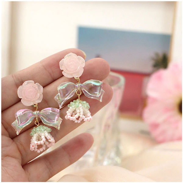 Statement Drop Øreringe - Bohemian Perle Sløjfe Dangle Øreringe