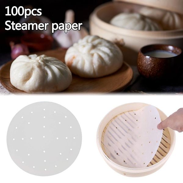 100 st set 7 tum ångpappersark 100 ark runda luftfritösfoder Pa