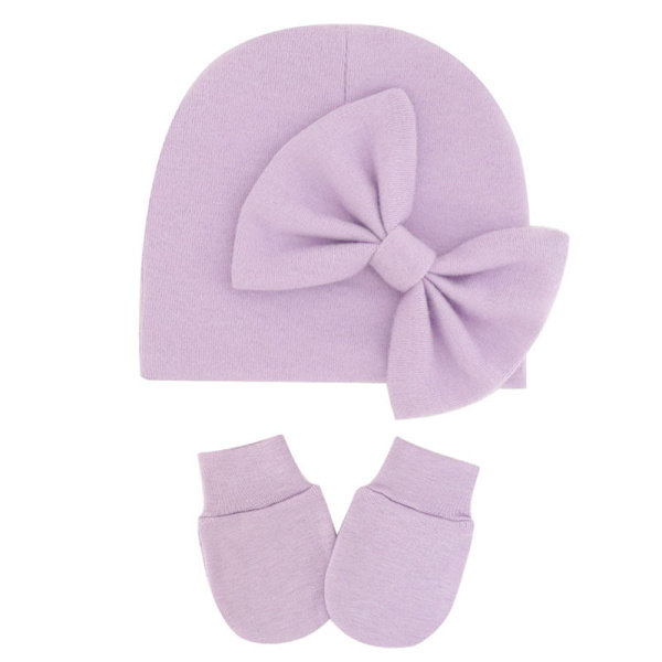 Nyfødt babyhatter votter sett sykehus lue beanie spedbarn sløyfe hatter