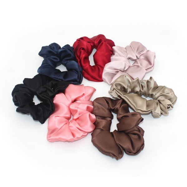 Retro Simple Satin Hår Scrunchie Candy Color Elastiske Hårbånd