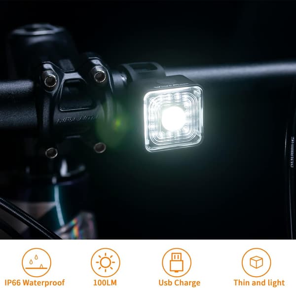 Sykkellys, front- og baklys med USB-lading, 5 lysmoduser