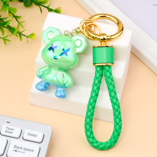 Colorful UV Dragon Bear Keychain, Bear Keychain, Gradient Turquoi