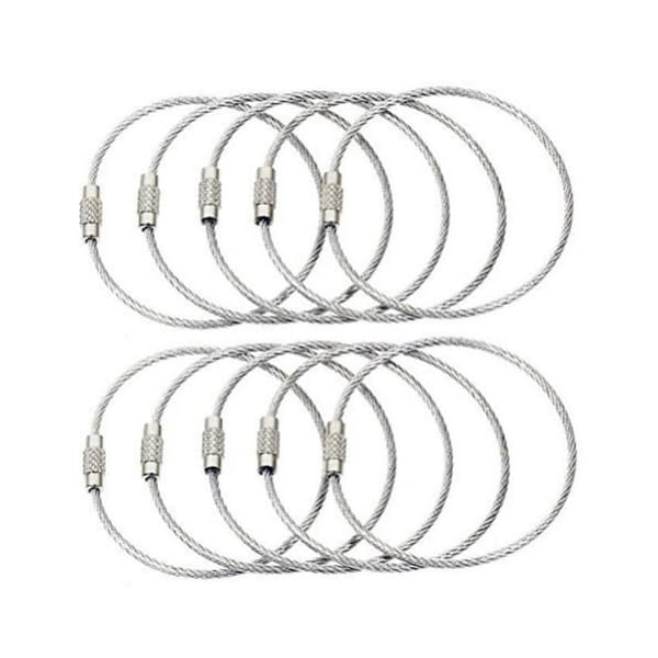 15cm Wire Nøkkelring Kabel Stor Rustfritt Stål Nøkkelring Loop Hold