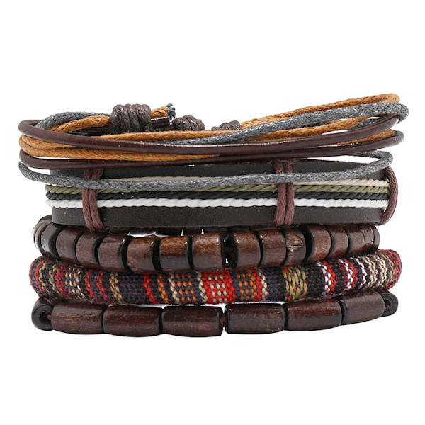 Wrap-armbånd for menn og kvinner, hampesnorer, treperler, etniske, tribale armbånd