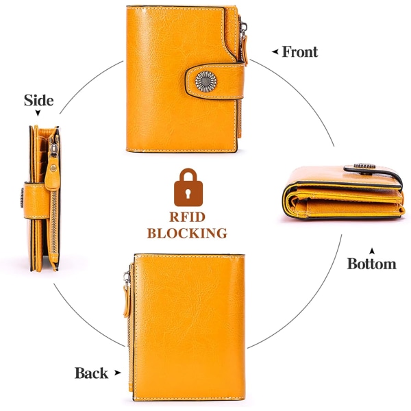 Naisten aitoa nahkaa oleva lyhyt lompakko, RFID-suojattu naisten lompakko