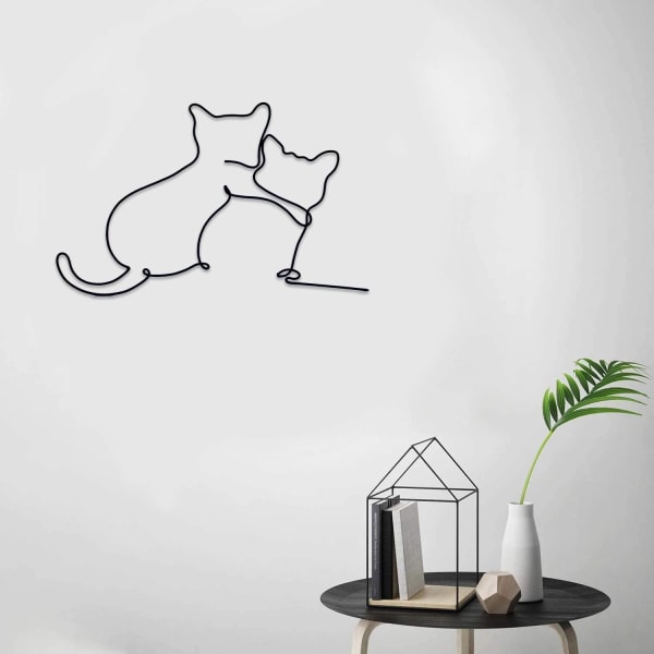 Metal Cat Väggdekor | Cat Väggkonst | Väggkonst i metall | Minimalistisk