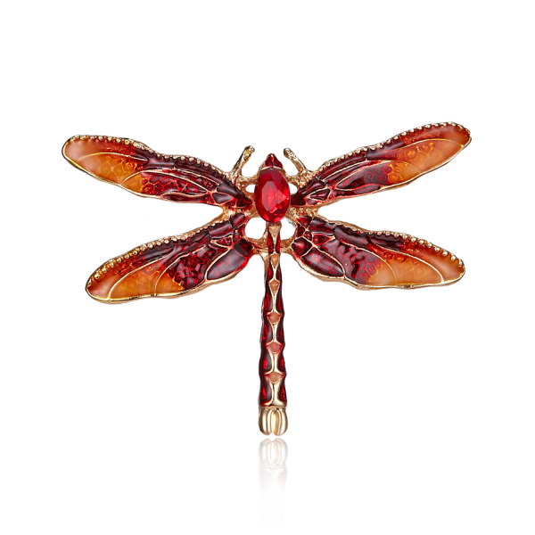 Mode Brosch Röd Dragonfly Brosch Ornament