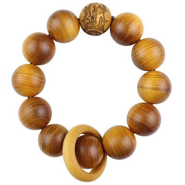 Handgjord unisex 12 pärlor natur guld sandelträ bönepärla Chai