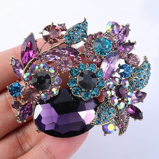 Rhinestone Crystal Party Blomsterblad Vine Brosche