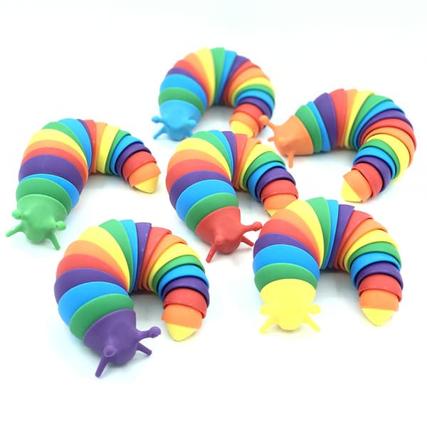 Fidget Slug Legetøj, 2PCS 3D Leddelt Sticky Stretch Sensoriske Legetøj,