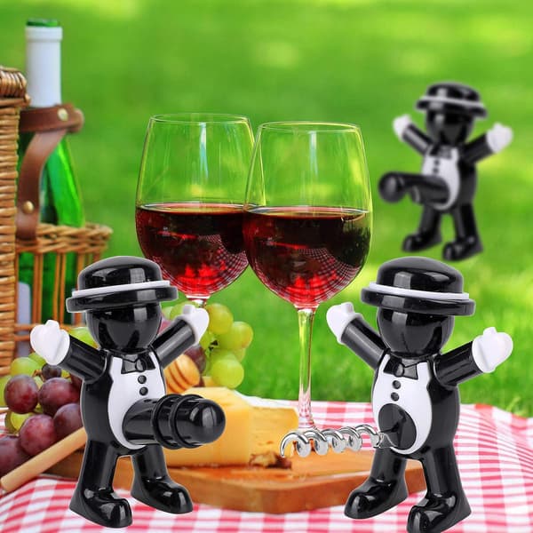 3-pack vinflaskepropp, flaskeåpner vinflaskeproppsett, vin B
