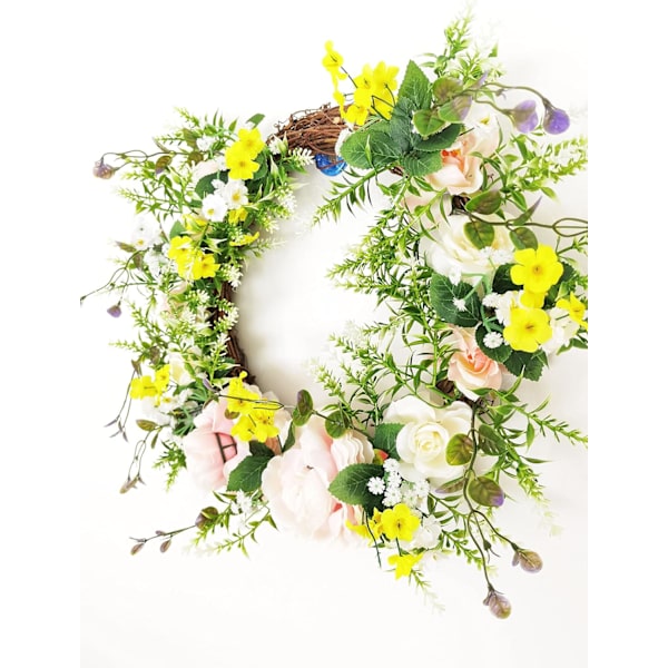 Kunstig pæonkrans Håndlavet blomsterkrans med eukalyptus Le