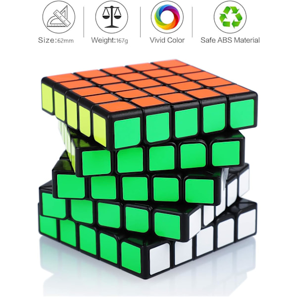 Maomaoyu Speed ​​Original 5x5 5x5x5 Magisk Puzzle Magic Speed ​​Cube Voksen Børns Feriegave (Sort)