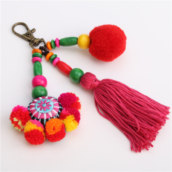 Färgglad tofsväska Charm för kvinnor, Layered Tassel Keychain Keyri
