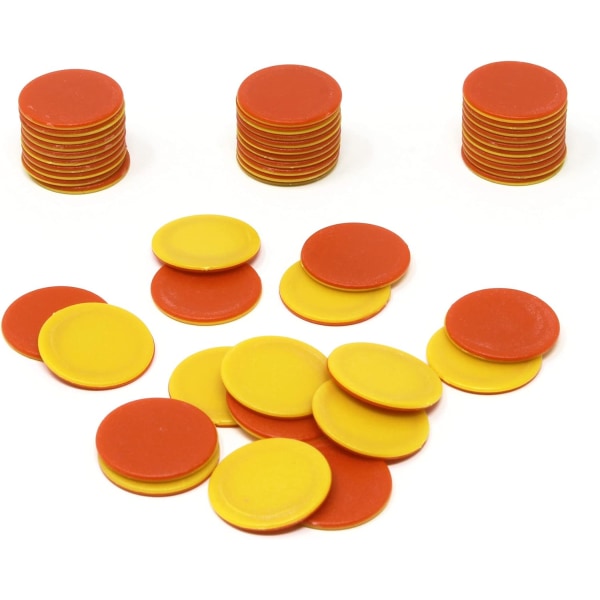 Et sett med 150 røde/gule tokens for læringsressurser