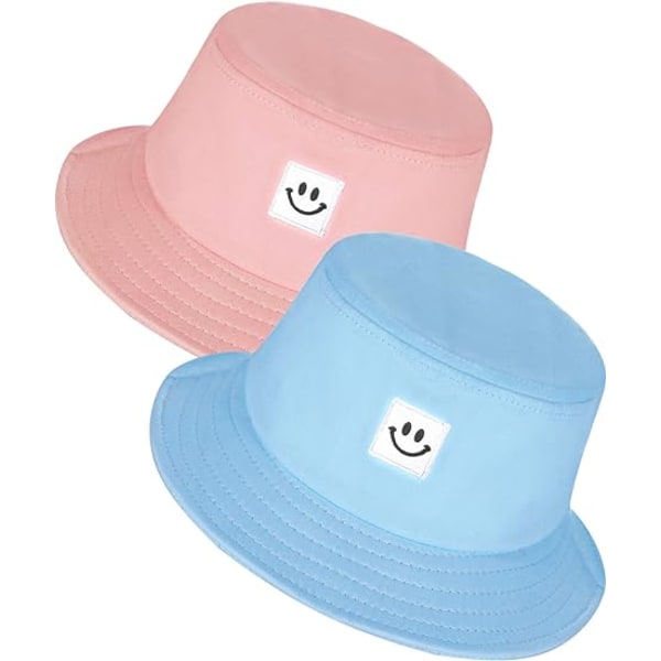 2 stycken Kids Bucket Hats Unisex Smile Face Visir Summer Travel B