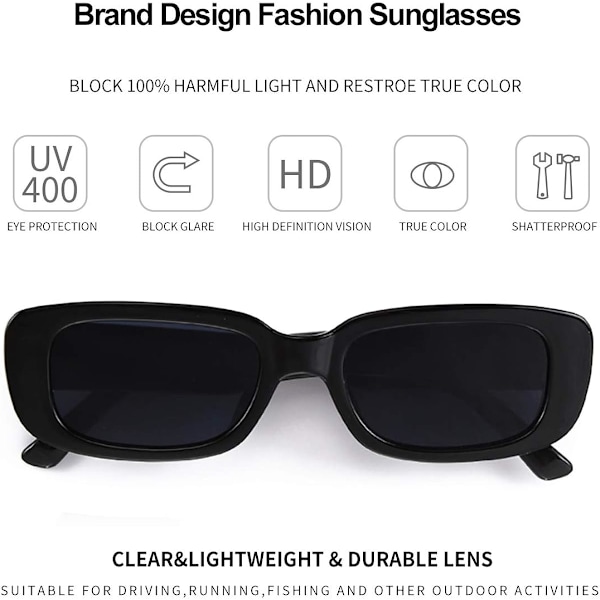 Rektangulära solglasögon för kvinnor Retro Fashion Trendy Solglasögon UV