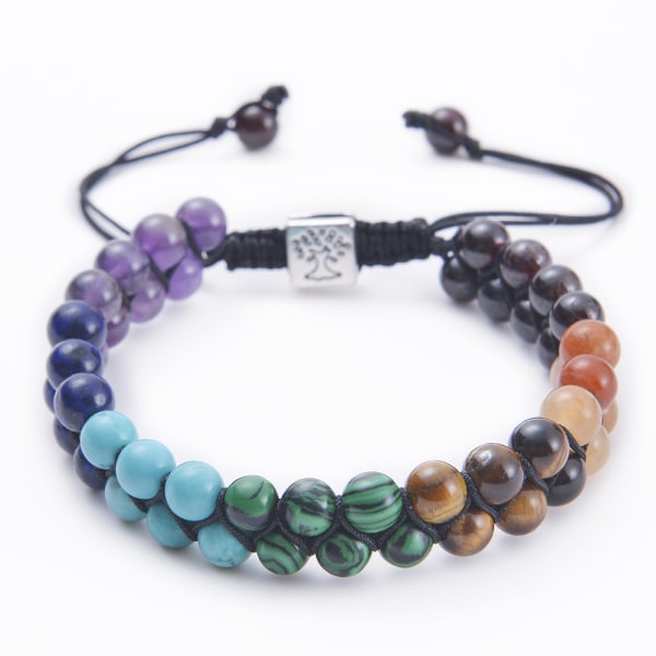 7 Chakra Stone Bead Yoga Meditation Armband Healing Crystal Doub