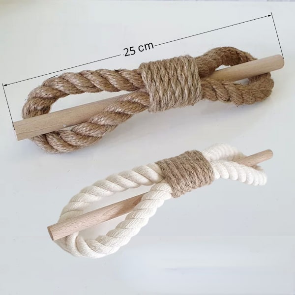 Set om 2 (Khaki Twine, 2) Handgjorda Bohemiska Gardinband
