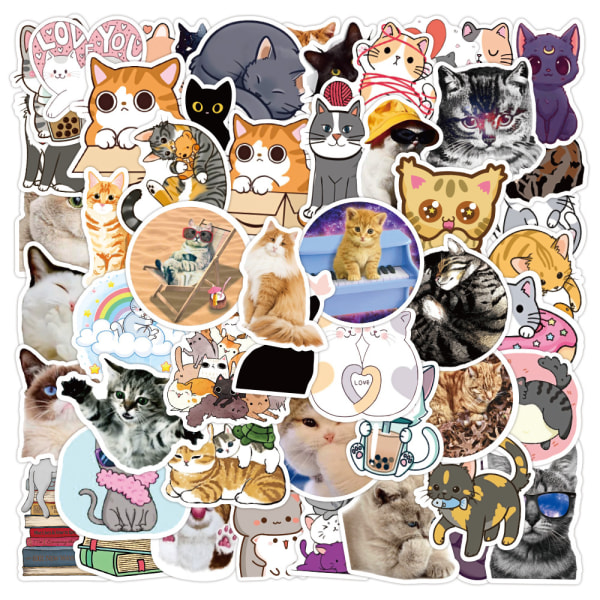 Katte klistermærker| 50 STK | Vinyl vandtætte klistermærker til bærbar, skate